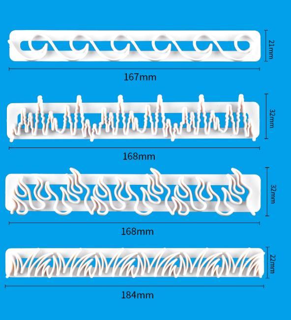 Embossing Baking Mold 4pc set - Flame/Wave/Grass/Icicles - Oytra