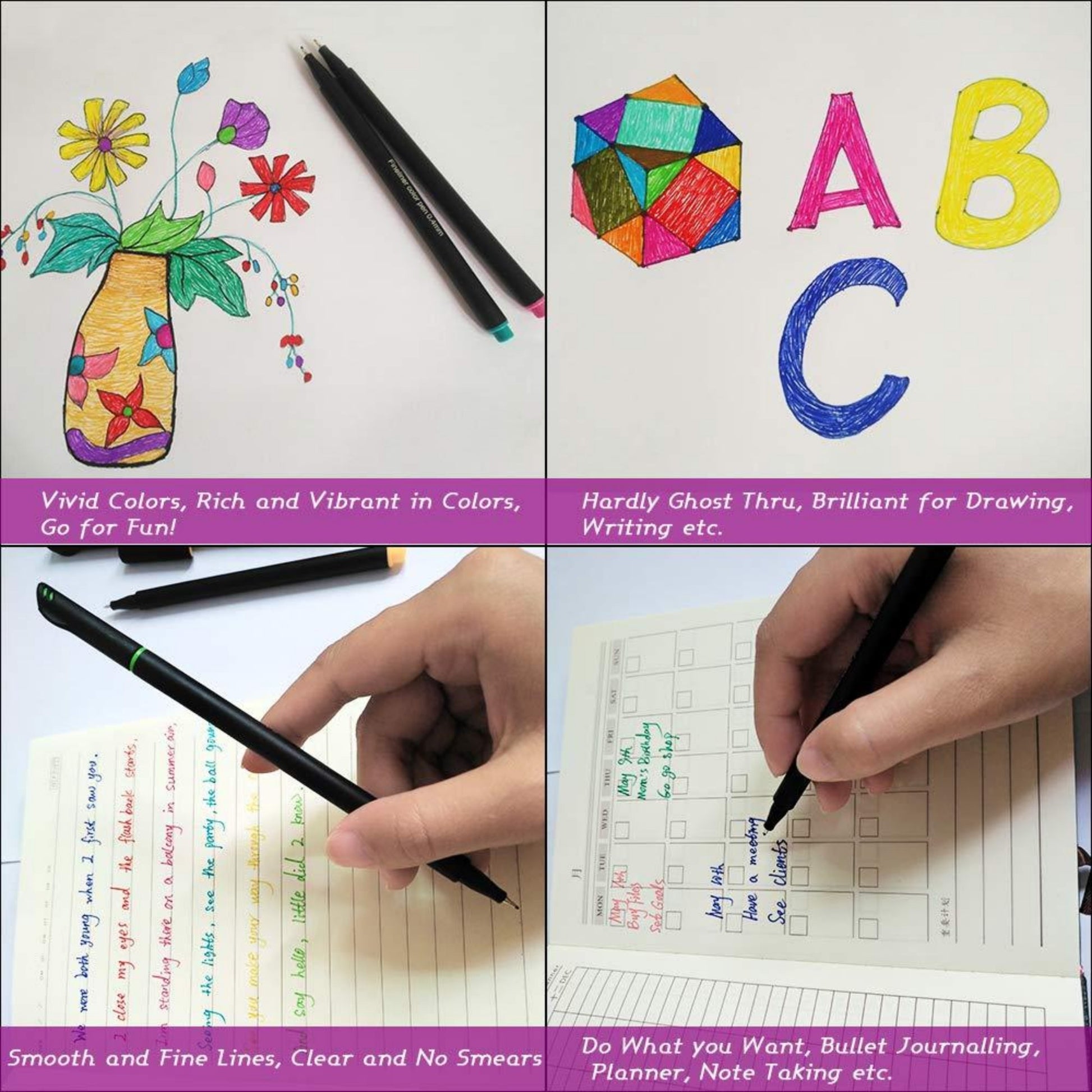 Fineliner Coloured Pens Pigment Based 0.4mm - Oytra