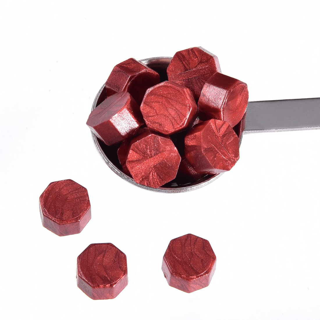 Wax Sealing Kit with 100 Beads (RED METALLIC), 1 Heating Spoon 5ml and 2 Candles - Oytra