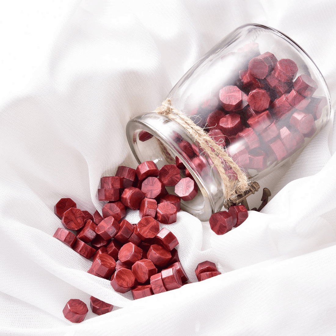 Wax Sealing Kit with 100 Beads (RED METALLIC), 1 Heating Spoon 5ml and 2 Candles - Oytra