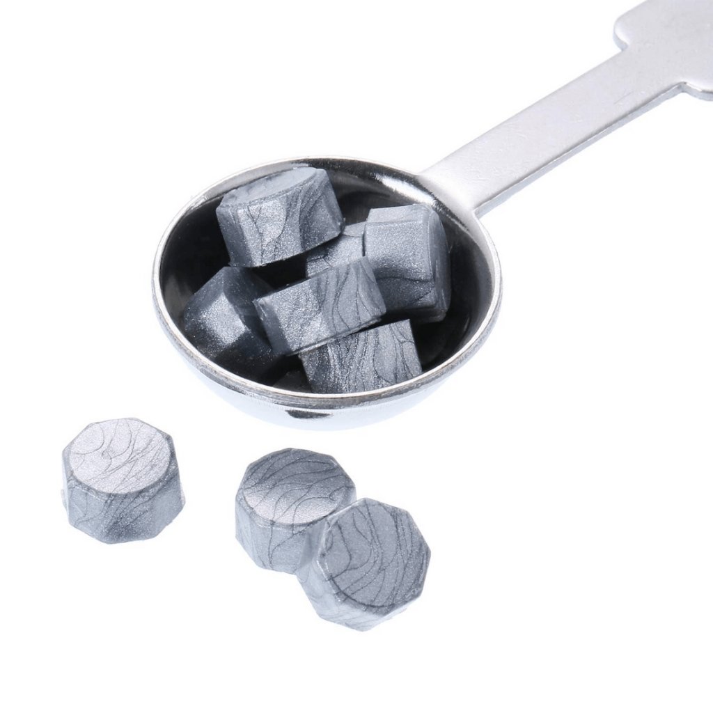 Wax Sealing Kit with 100 Beads (SILVER), 1 Heating Spoon 5ml and 2 Candles - Oytra