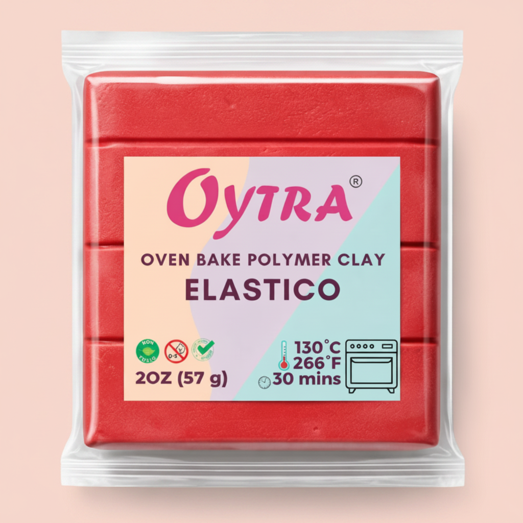 57 Grams (04 Red) Polymer Clay Oven Bake for Jewlery Making Elastico Series