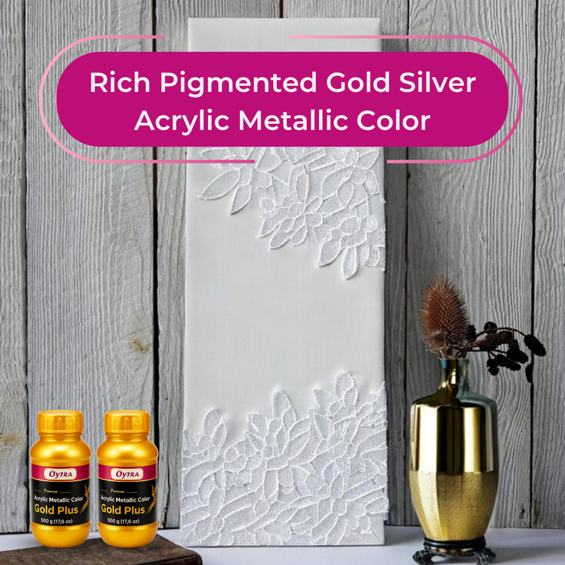 Acrylic Paint Metallic Gold Color 1 Litre