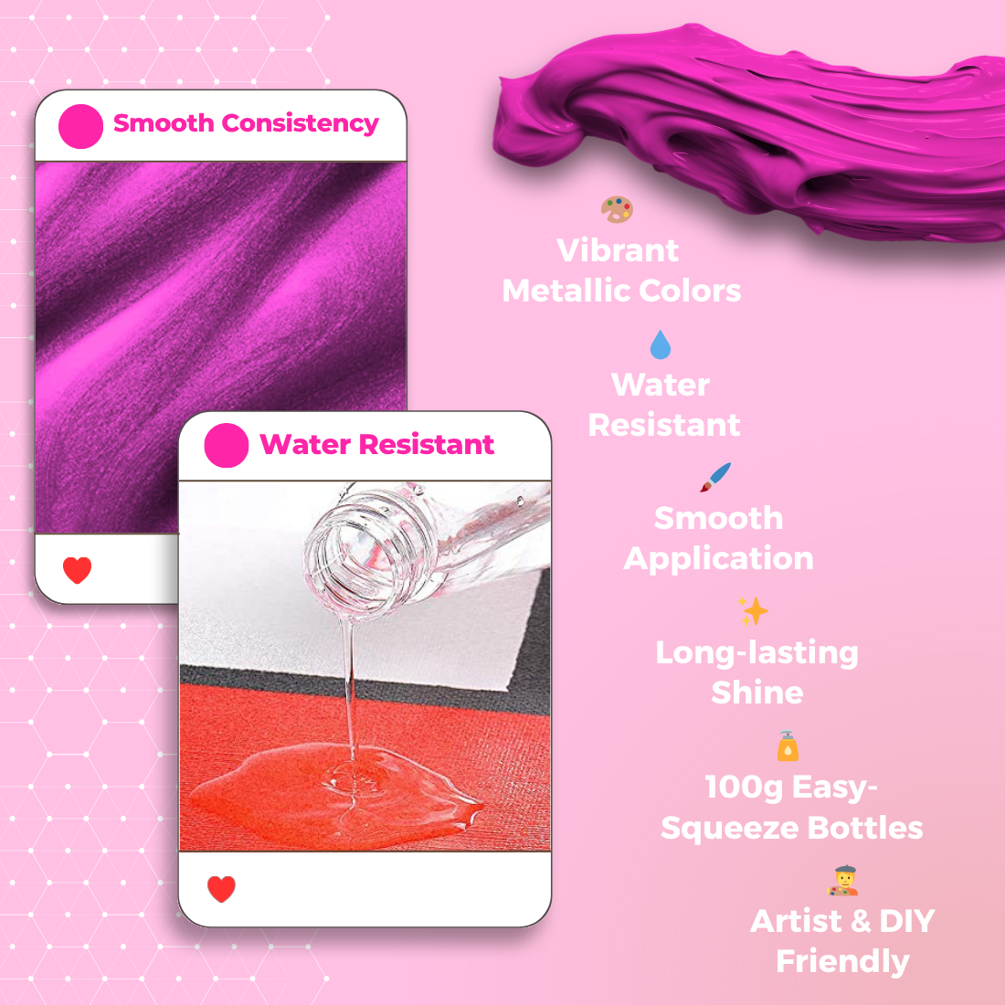 Metallic Acrylic Paint 100 Grams Pink
