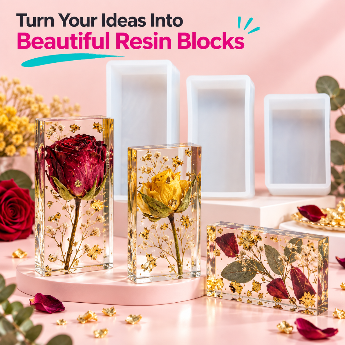 3 Pcs Rectangle Cubic Block Deep Resin Casting Mould