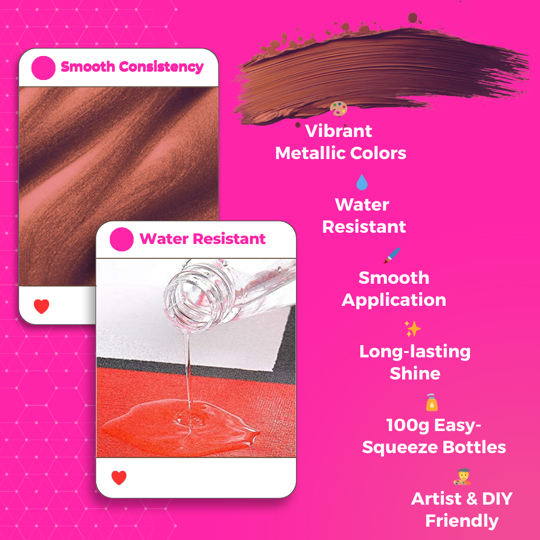 100 Grams Metallic Acrylic Paint (Copper)