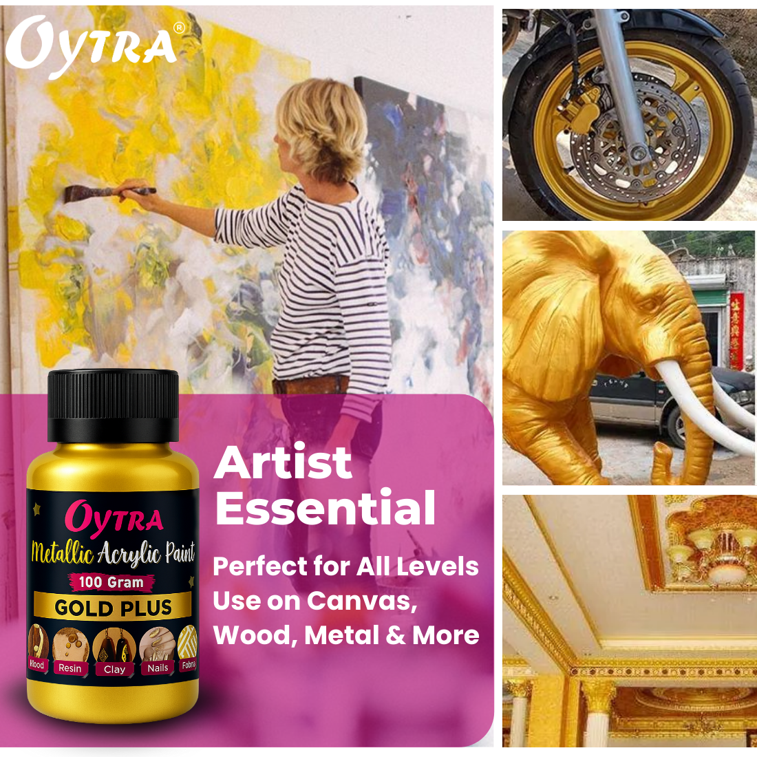 100 Grams Metallic Acrylic Paint (Gold)