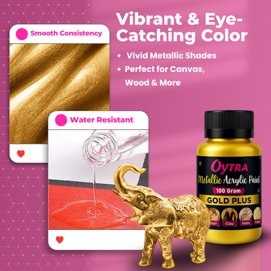 100 Grams Metallic Acrylic Paint (Gold)