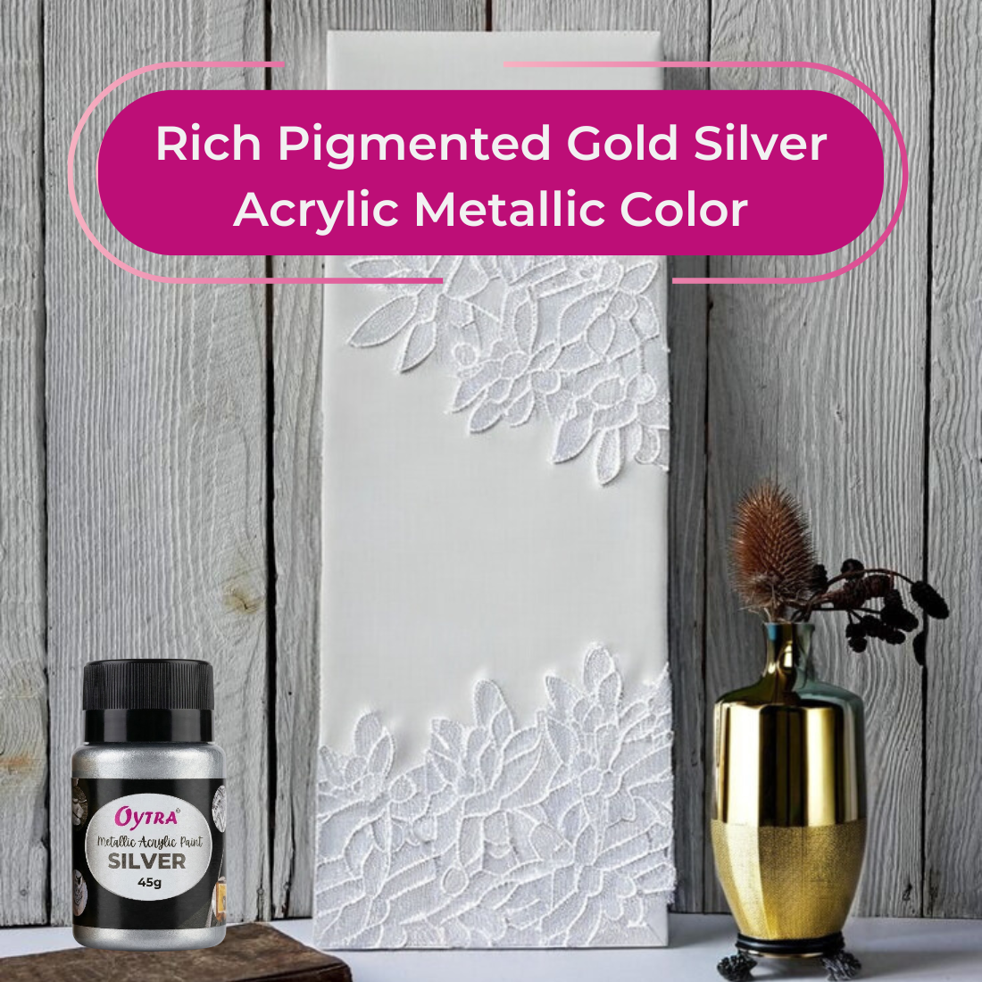45 Grams Metallic Acrylic Paint (Silver)