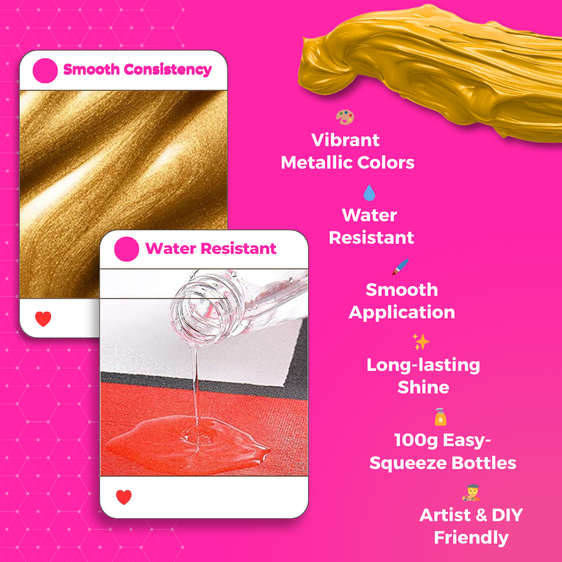 Metallic Gold Acrylic Paint 200 Grams