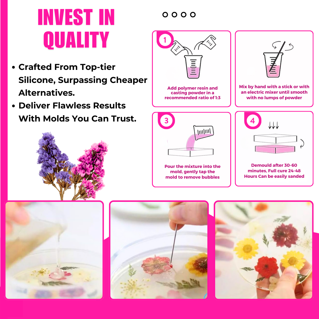 Round Coaster Resin Art Mould 4 Inch