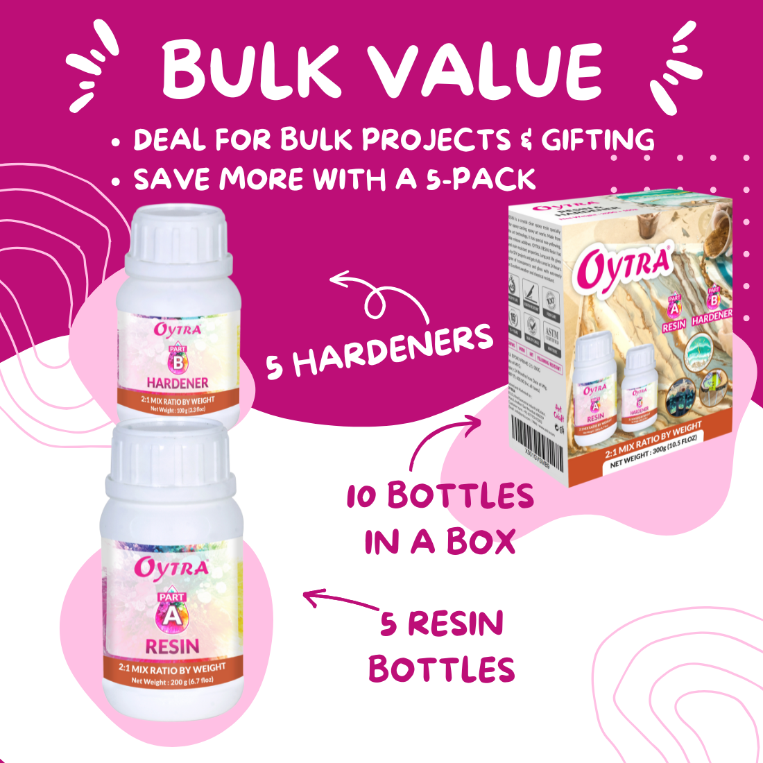 5 x 300 Grams 2:1 Art Resin Kit