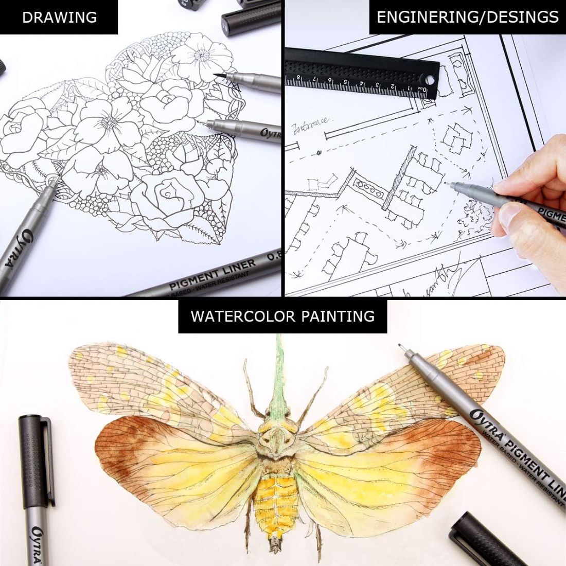 Black Fineliners Pen Set of 6 Pcs