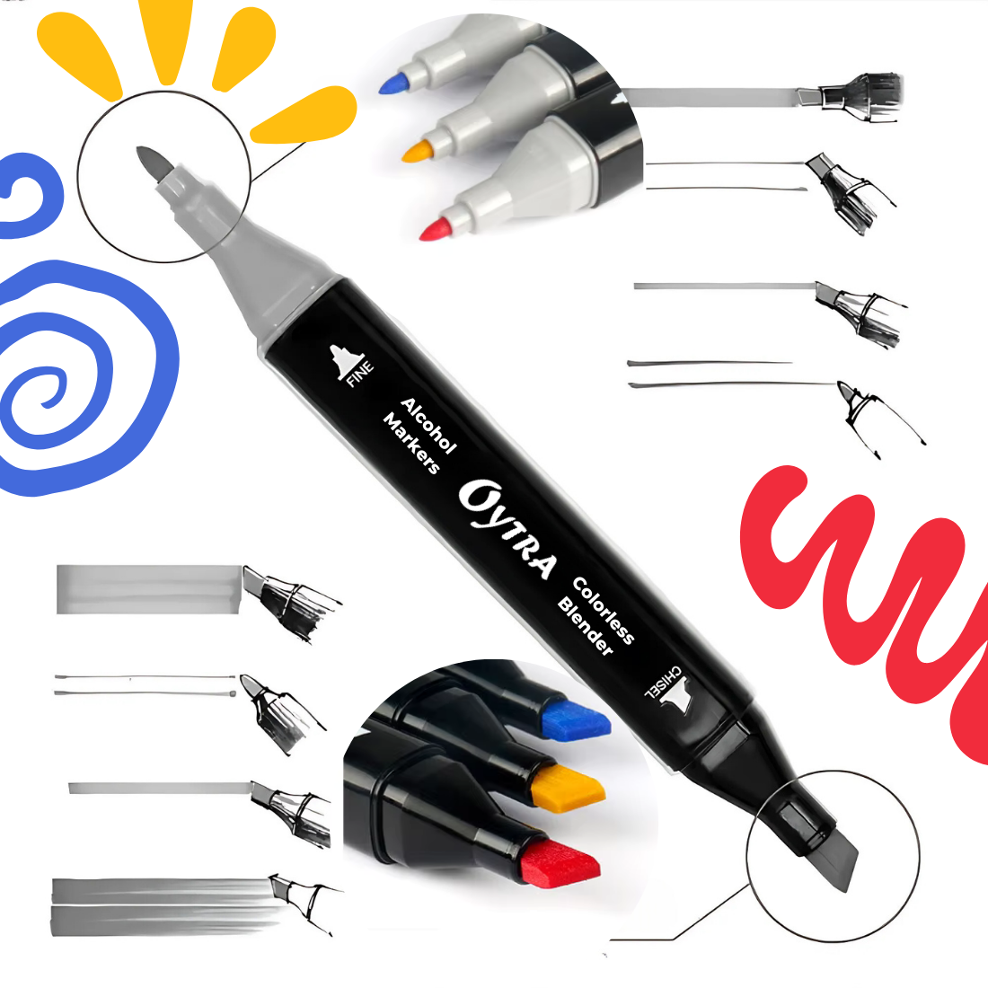 ABEIER Alcohol Markers Set, 48 Kleuren Permanente Art Markers Set, Alcohol Gebaseerde Dual Tip Tekening Schets Markers voor Volwassenen Schilderen, Kleuren, Schetsen, Markeren, Onderstrepen