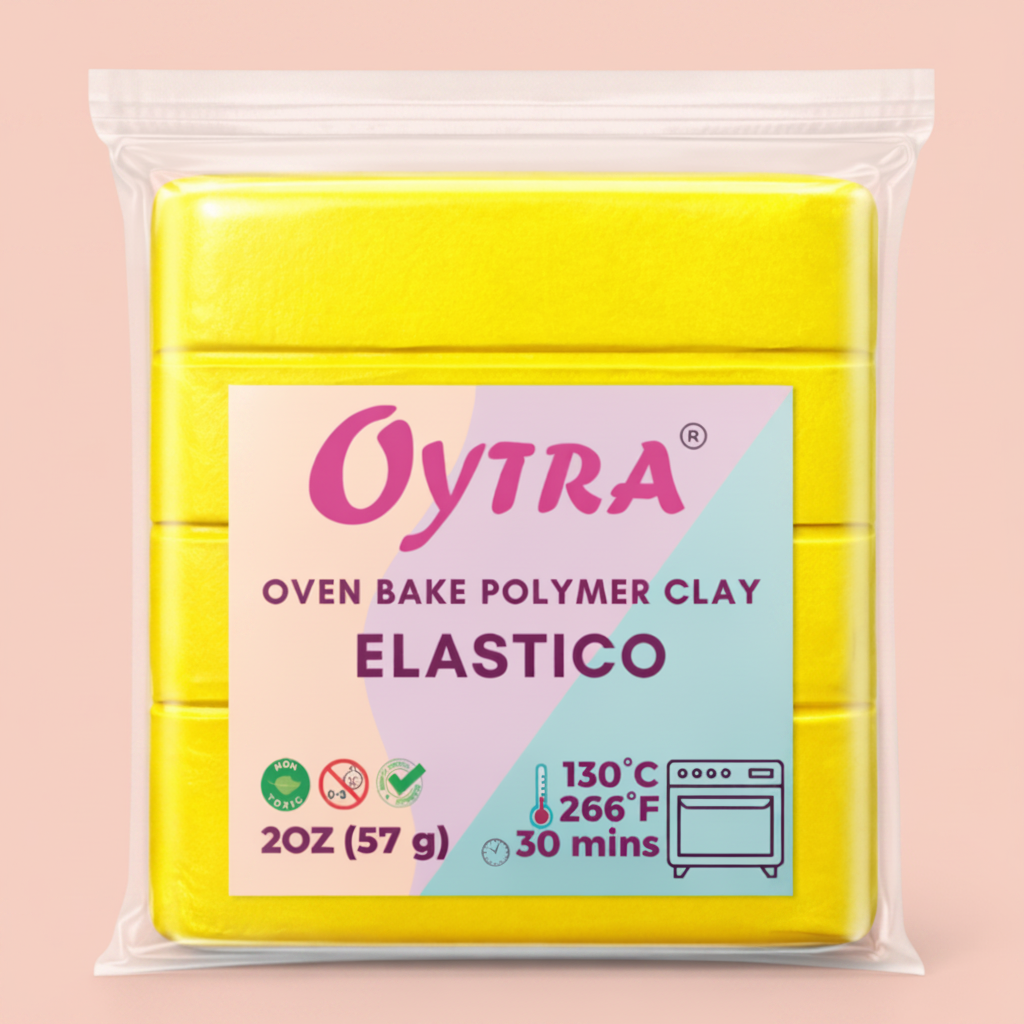 57 Grams (13 Bright Yellow) Polymer Clay Oven Bake for Jewlery Making Elastico Series