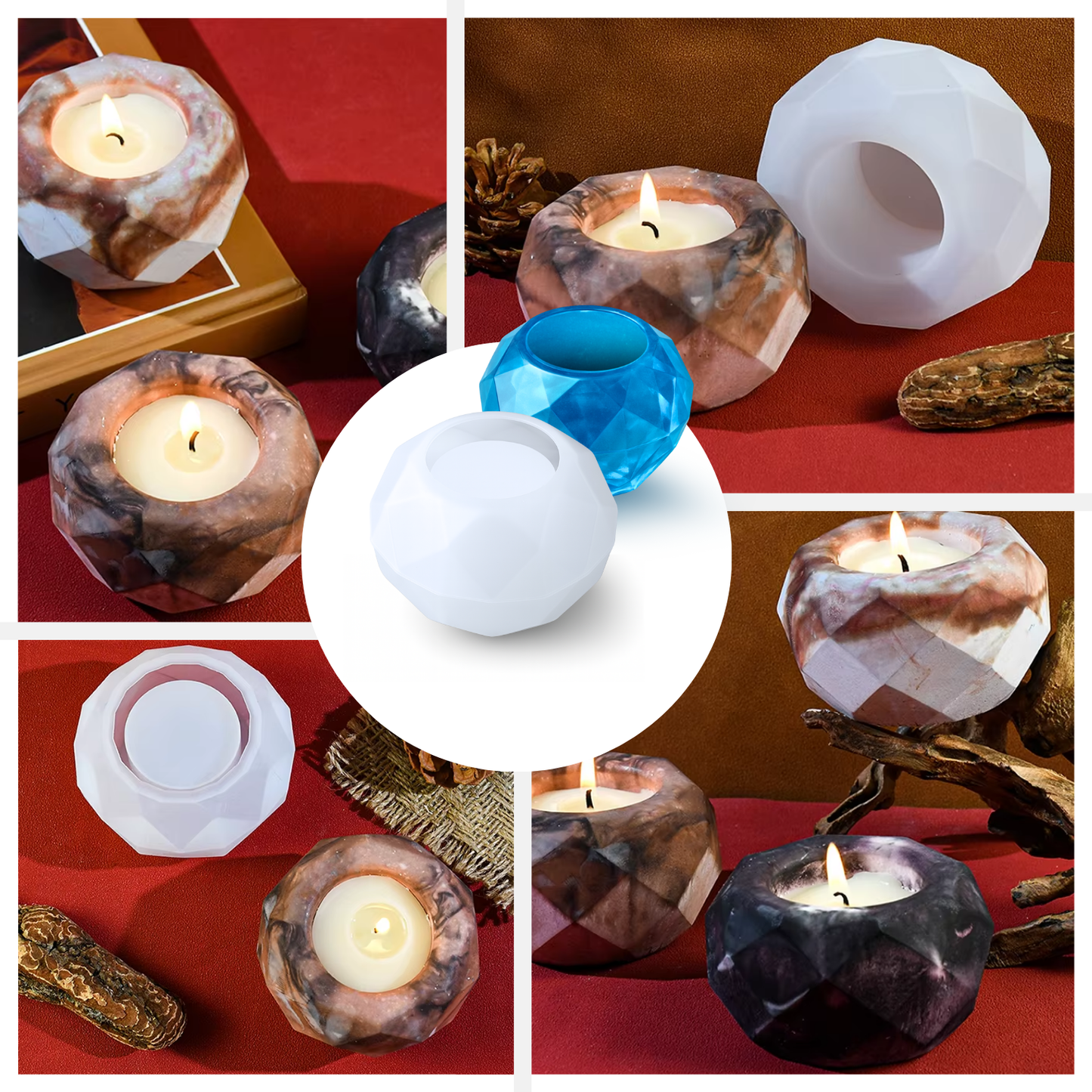 Diamond Round tea Light Resin Mould