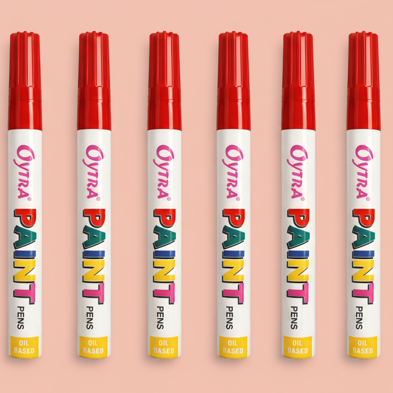 Red Paint Permanent Marker Pen Set of 6