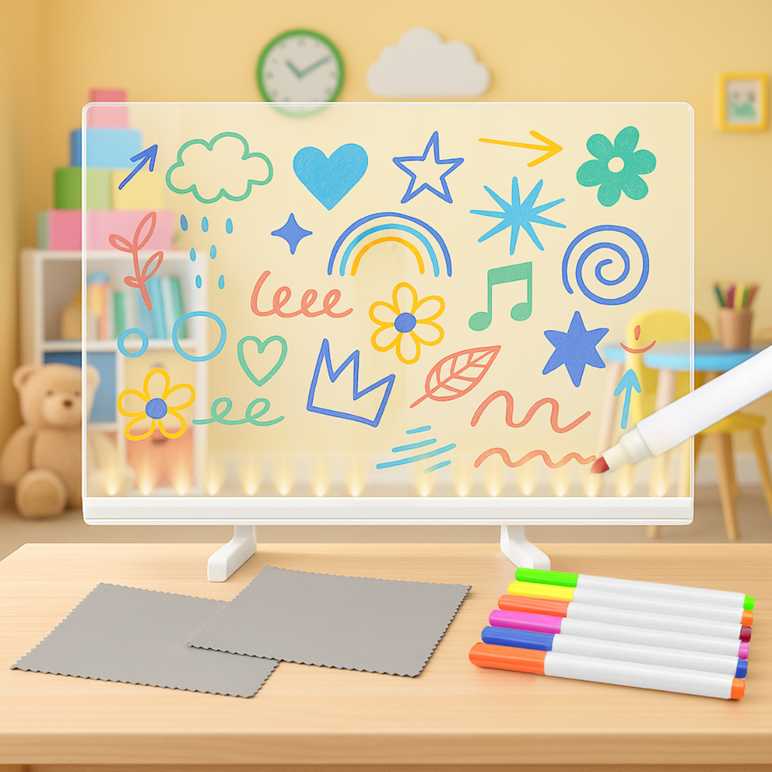 LED Acrylic Writing Pad with 7 Chalk Markers