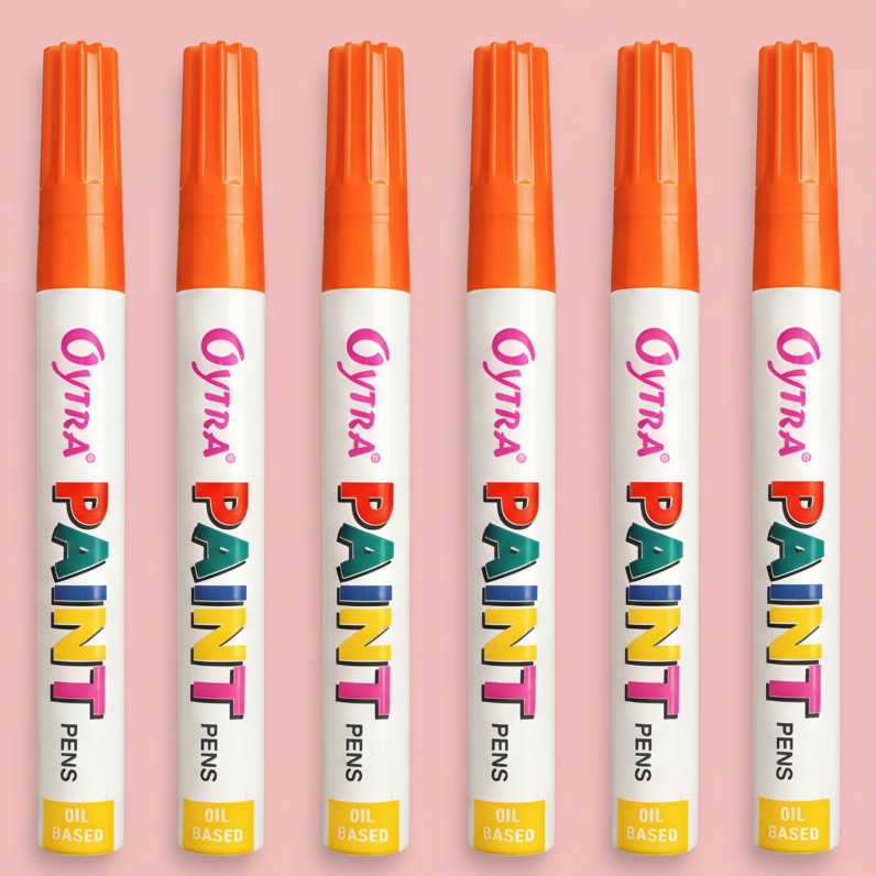 Orange Paint Permanent Marker Pen Set of 6