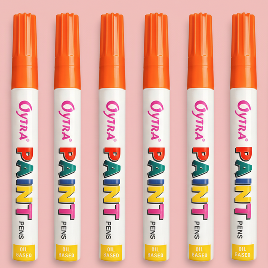 Orange Paint Permanent Marker Pen Set of 6