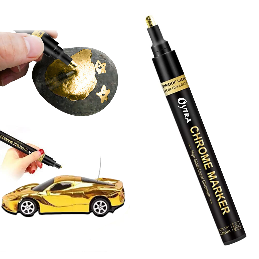 Gold Liquid Mirror Chrome Marker 2-3mm Tip Paint Markers for on Any Surface DIY