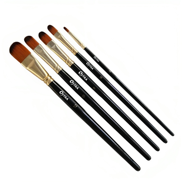 5 Pcs Filbert Paint Brushes Set with Long Handle