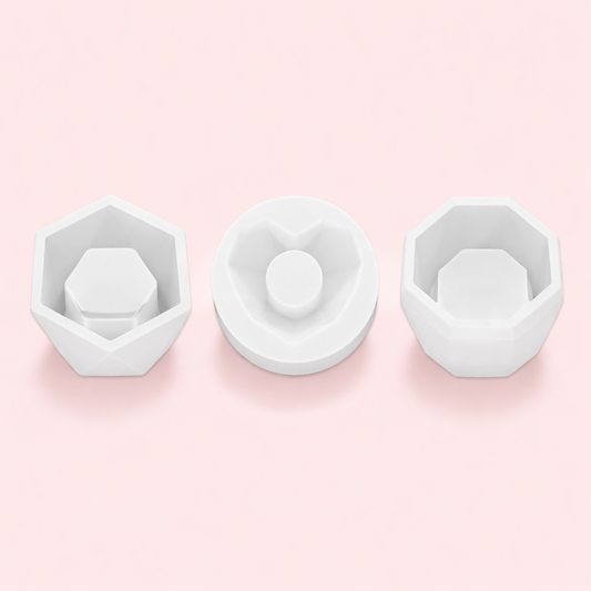 Set of 3 Heart Candle Planter Silicone Mold