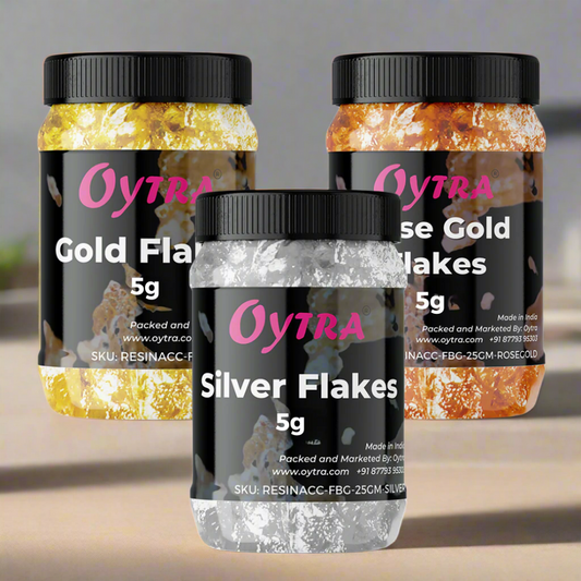 Silver and Gold Metallic Leaf Foil Paper Flakes Set of 3