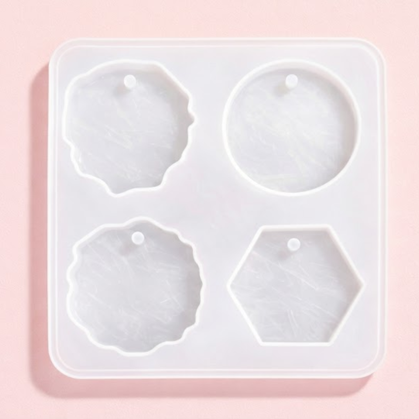 4pcs Keychain Hexagon Mix Resin Mould