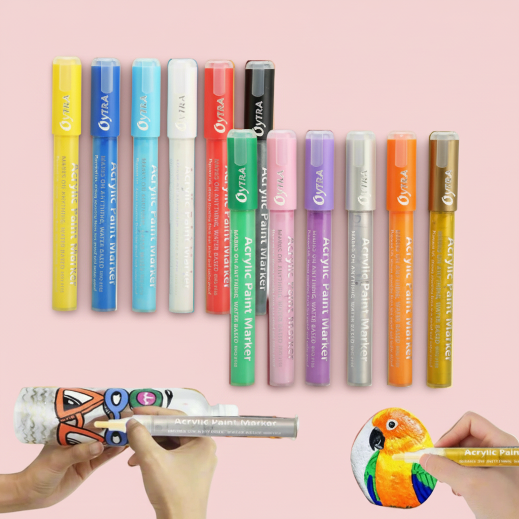 Acrylic Paint Marker Pens 2mm-3mm Tip 12 Pen/Set