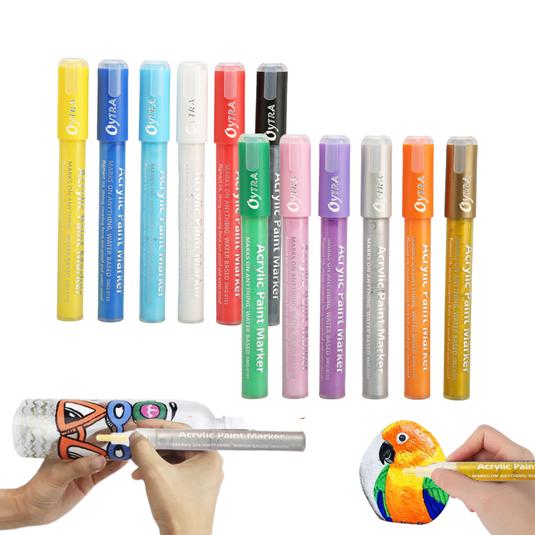 Acrylic Paint Marker Pens 2mm-3mm Tip 12 Pen/Set