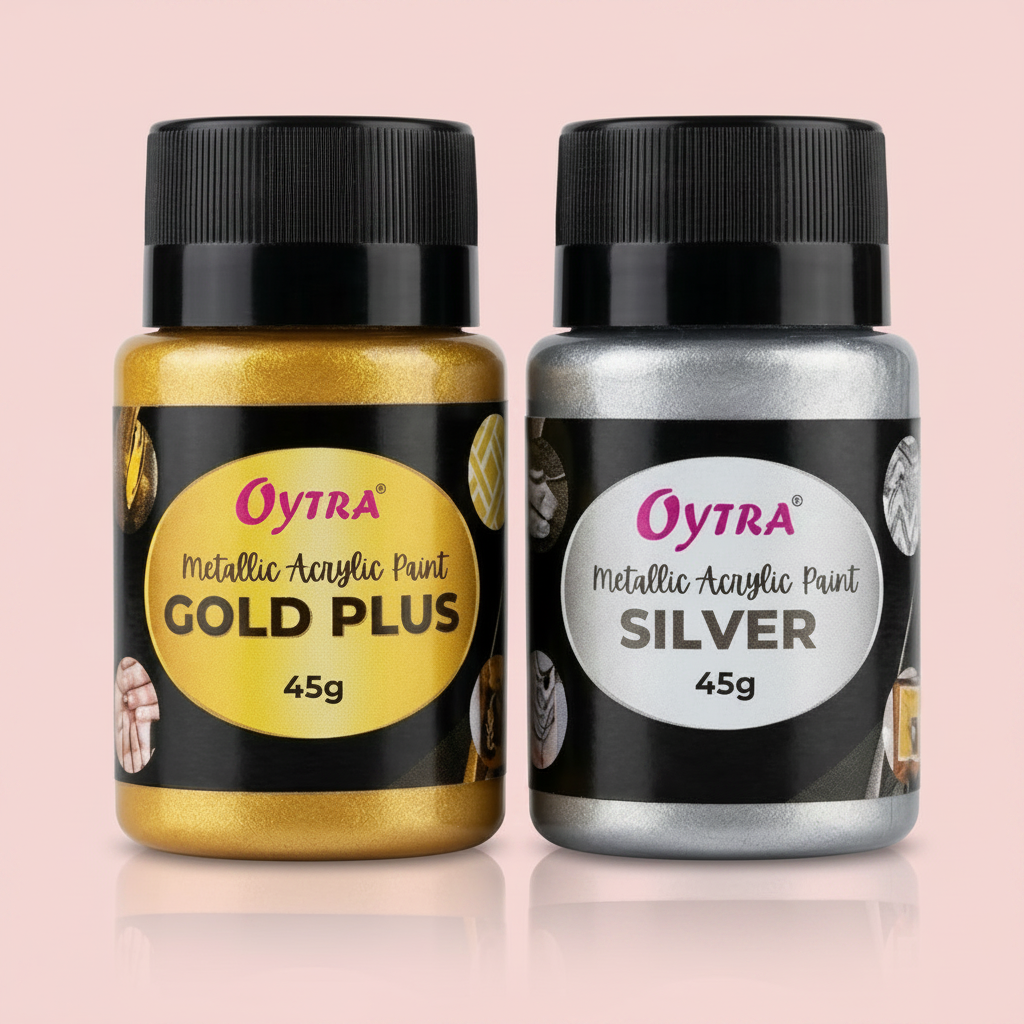 50 Grams Metallic Acrylic Paint Combo (Gold and Silver)