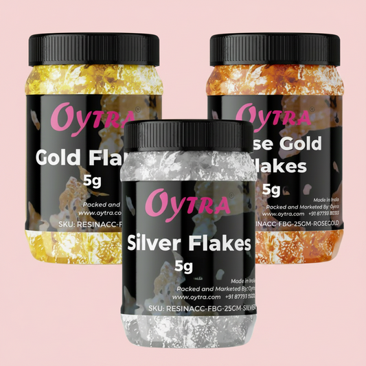 Silver and Gold Metallic Leaf Foil Paper Flakes Set of 3