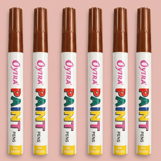 Brown Paint Permanent Marker Pen Set of 6