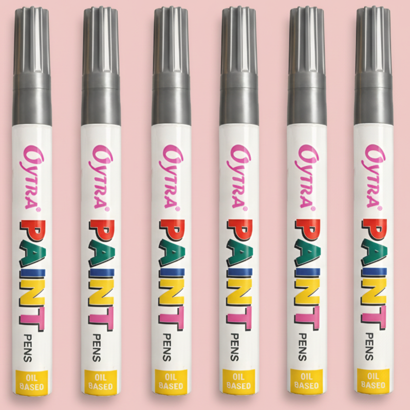 Silver Paint Permanent Marker Pen Set of 6