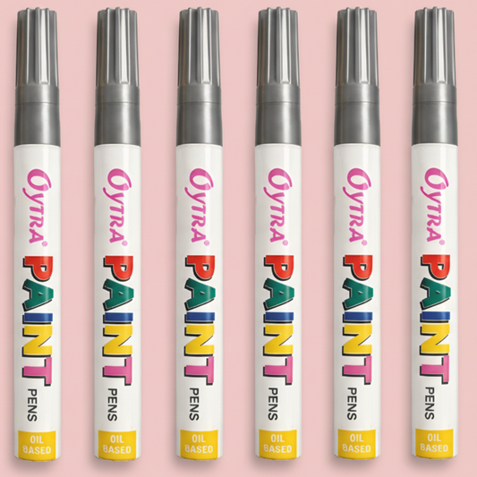 Silver Paint Permanent Marker Pen Set of 6