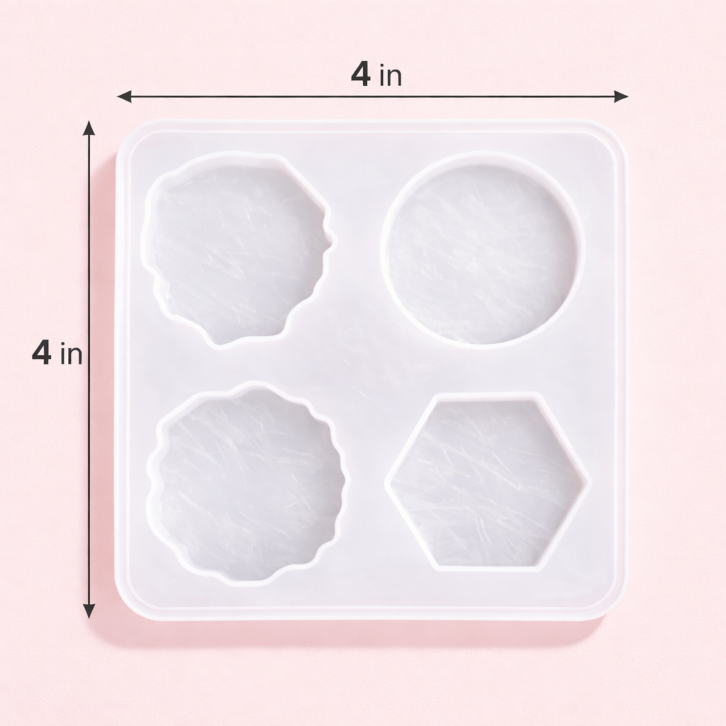 4pcs Keychain Hexagon Mix Resin Mould