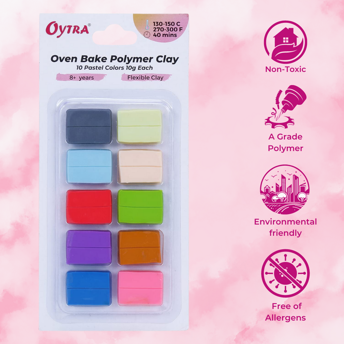 10 Color Polymer Oven Bake Clay Pastel Colors - Oytra