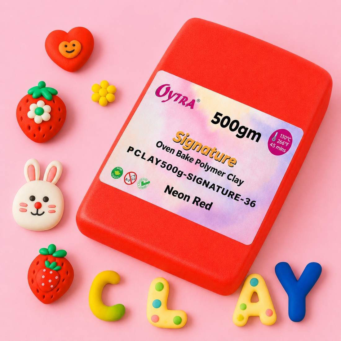 500g Polymer Clay SIGNATURE Series ( 36 Neon Red)