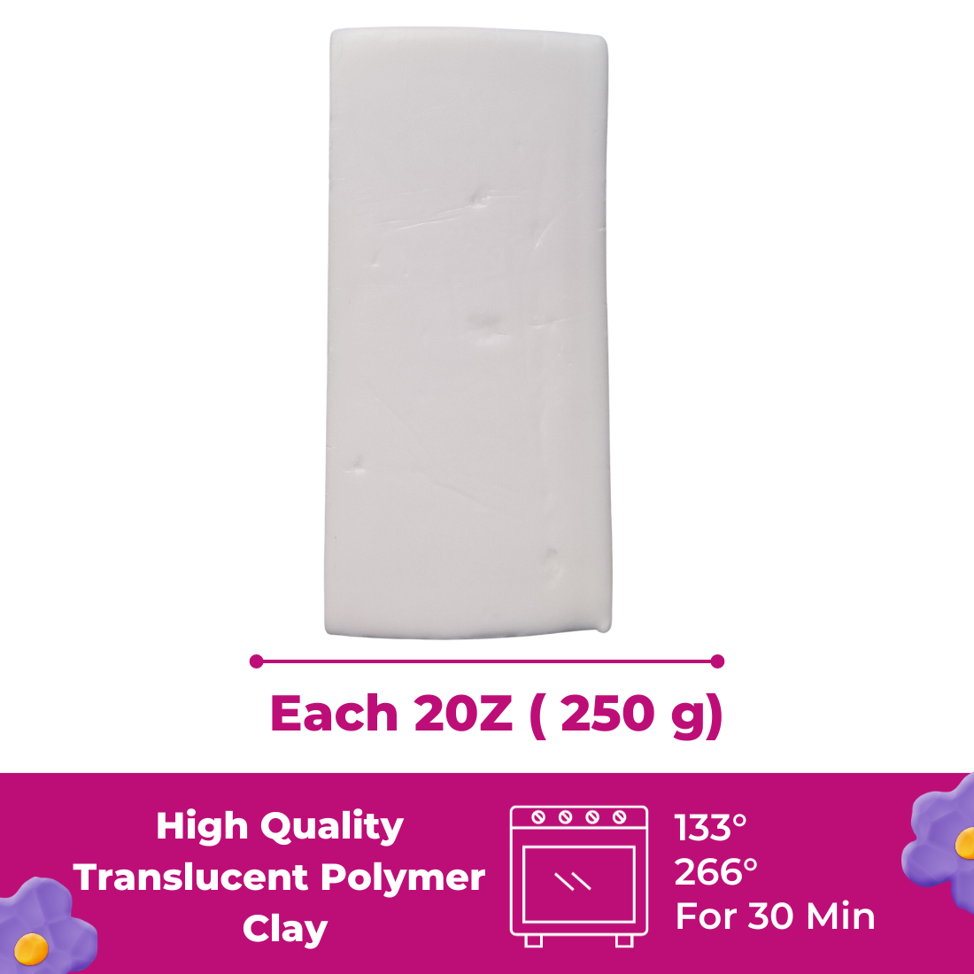 250g Translucent Polymer Oven Bake Clay Elastico Series
