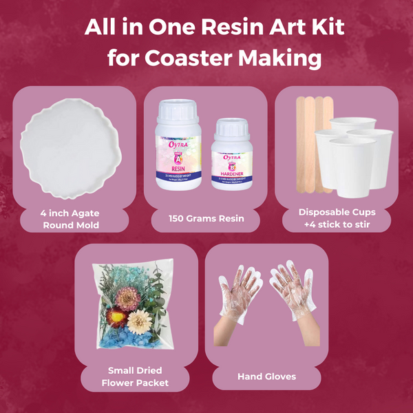 Resin Art Kit for Coaster Making with Flowers and Mould Oytra