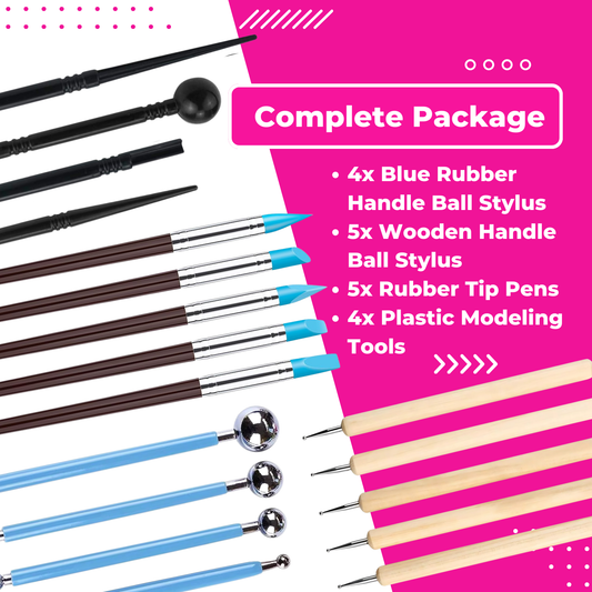 Clay Sculpting Tools Set of 18 Dotting Embossing