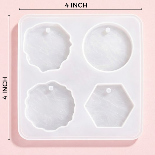 4pcs Keychain Hexagon Mix Resin Mould