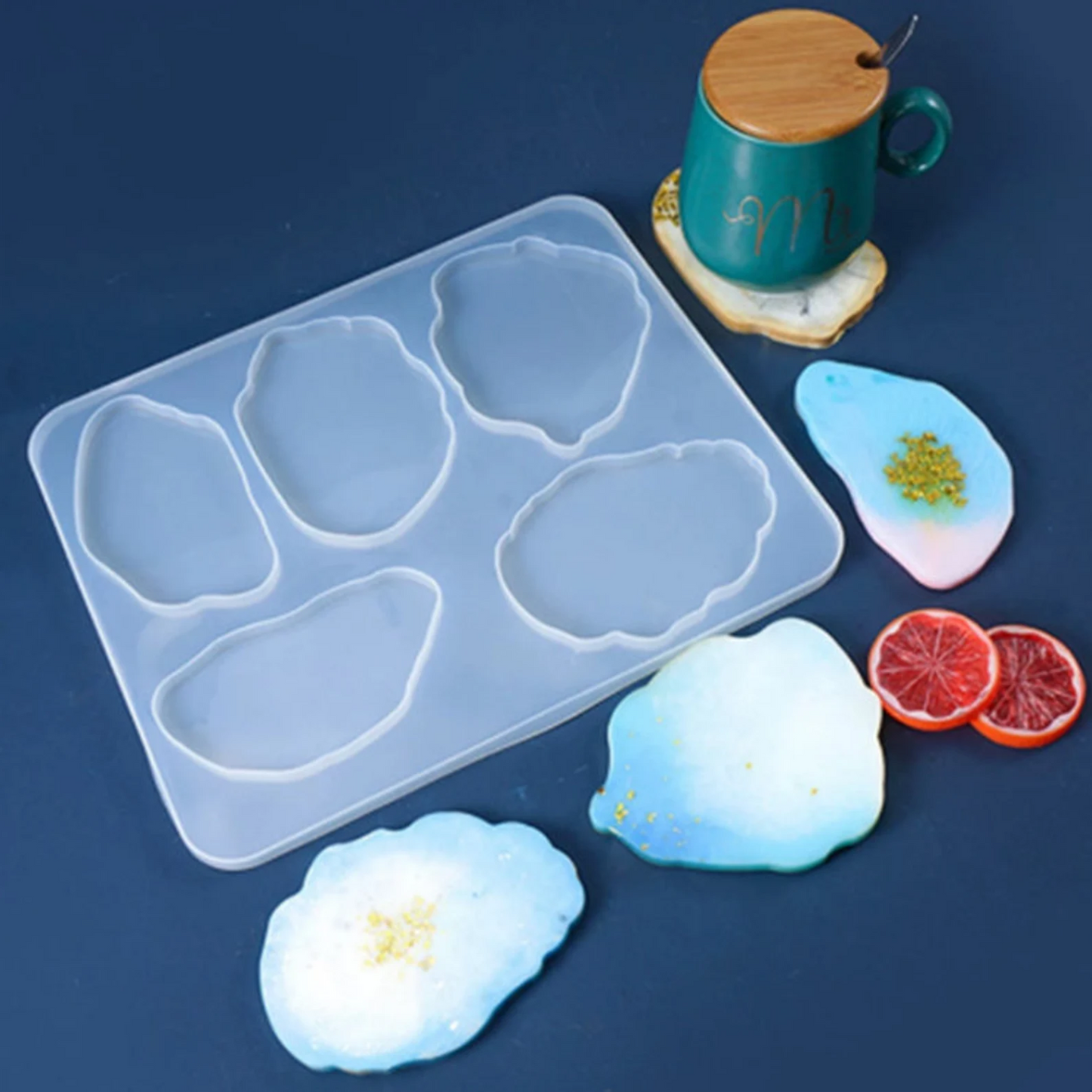 5 Cavity Resin Coaster Silicone Moulds