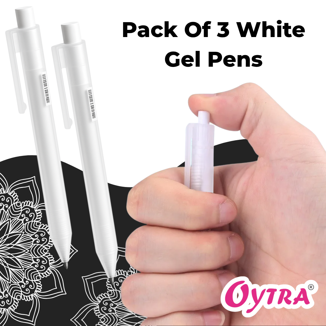 Gel Pens 0.8mm Fine Tip Set of 3 - White