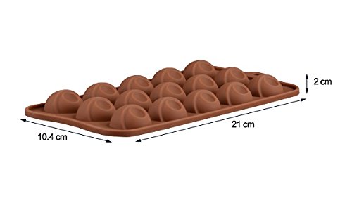 Oytra Dimpled Half Round Shape Silicon Chocolate Mold, 15 Cavities (Brown)