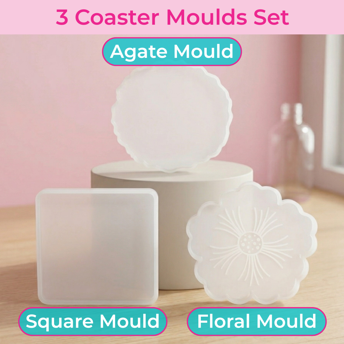 Resin Art Mould 4 Inch Set of 3 for Coaster