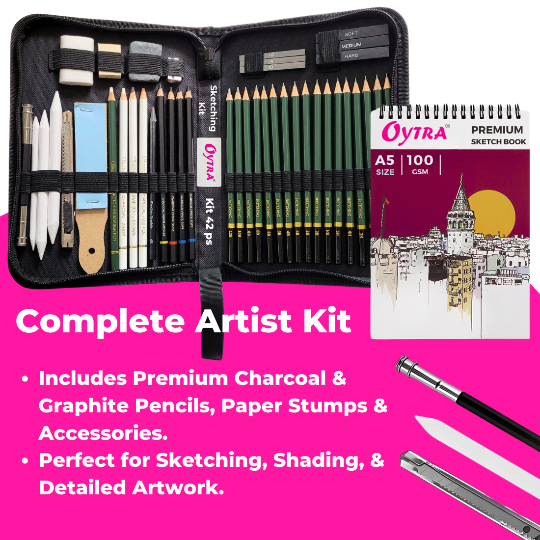 42 Pcs Professional Sketching Set