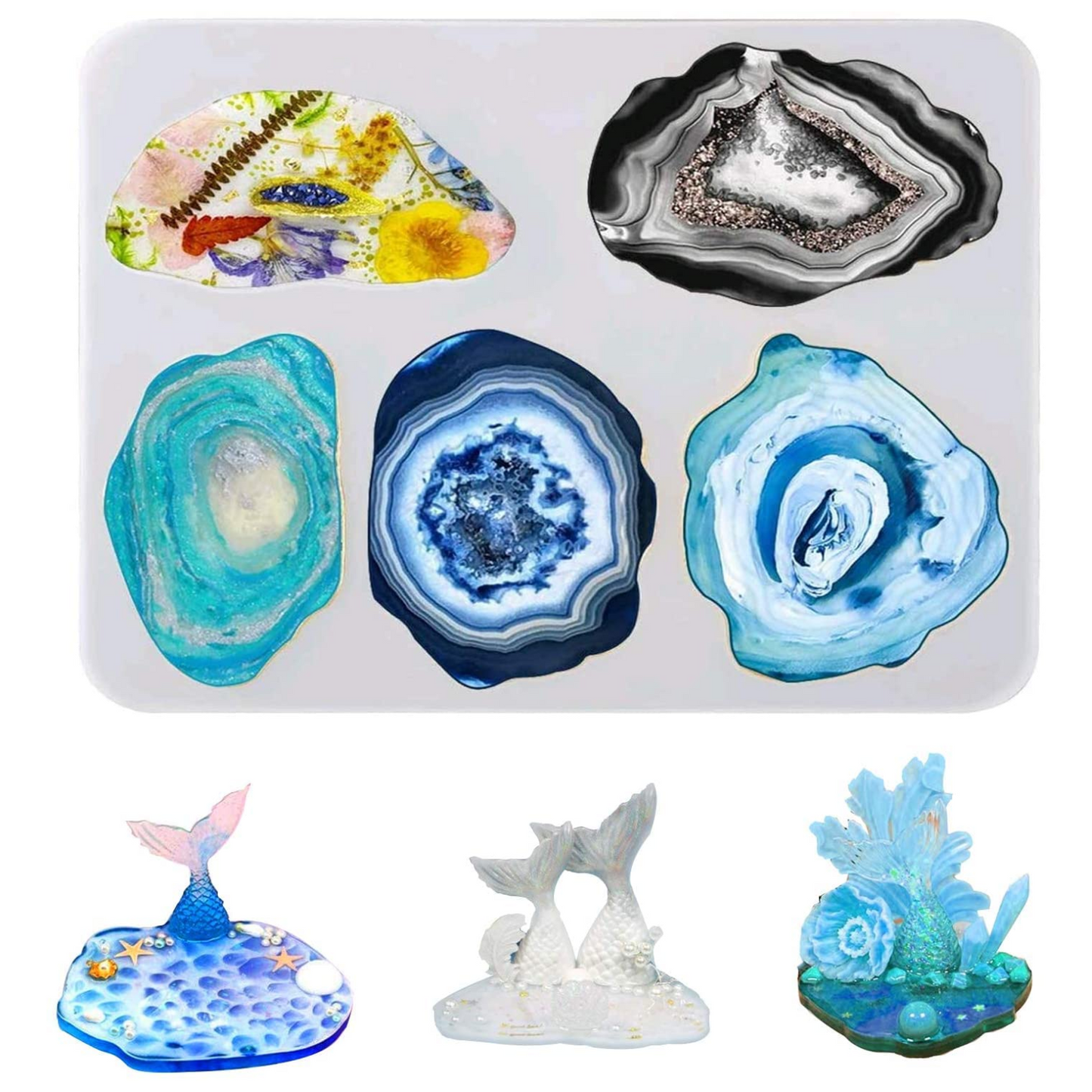 5 Cavity Resin Coaster Silicone Moulds