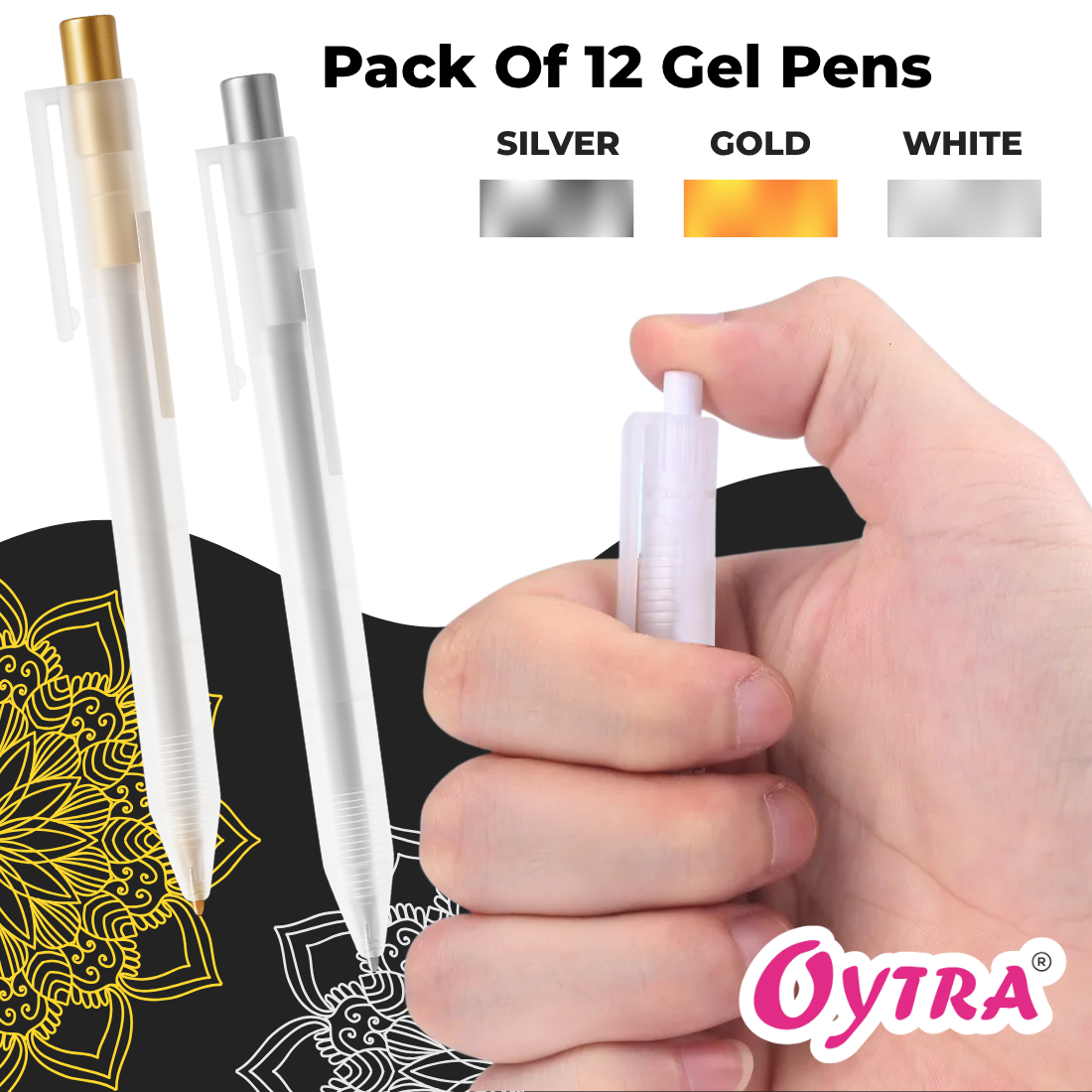 Metallic Fineliner Pens Set of 4 Gold, 4 White, 4 Silver